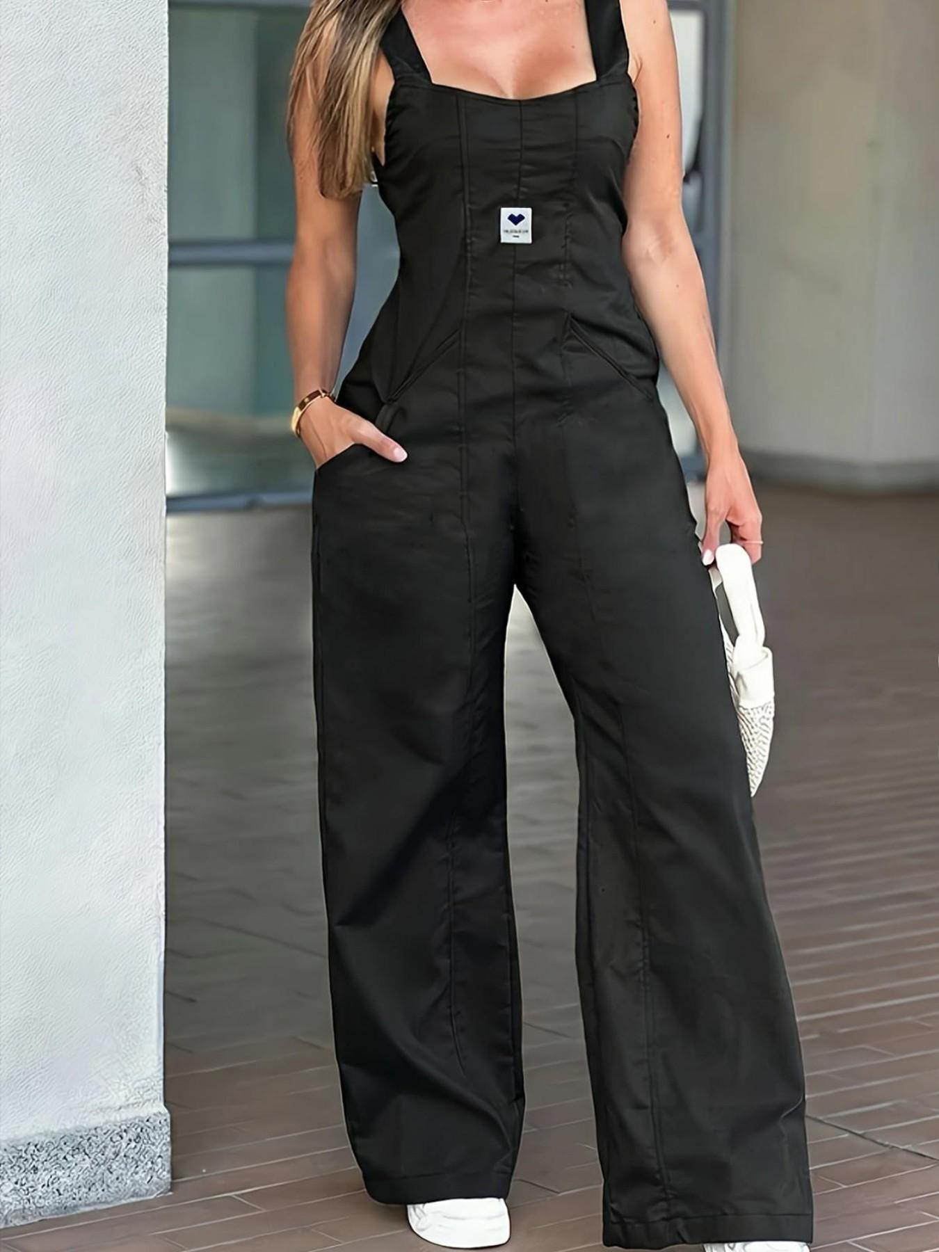 New Spring Autumn Women's Overalls, Sleeveless, Womenswear, Vintage, Cool & Minimalist Style, Casual Fitted Pants, Plain Pattern, All Seasons Wear New Spring Autumn Women's Overalls, Sleeveless, Womenswear, Vintage, Cool & Minimalist Style, Casual Fitted Pants, Plain Pattern, All Seasons Wear