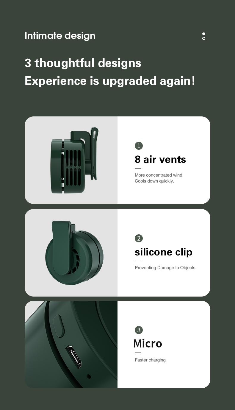 Mini Wearable Waist Fan – 360° Rotating Bladeless Airflow, USB or Battery Operated, Hands-Free Cooling for Hiking, Farming, and Camping