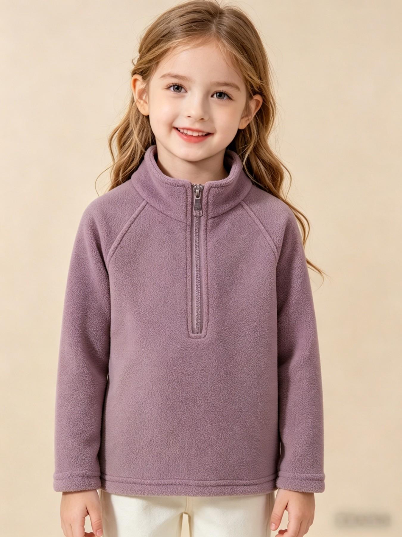 Unisex Kids Sweatshirt, Warm Casual Top, Polyester Fabric, Solid Color Design, Spring & Fall Wear, Suitable for Ages 1-8 Years