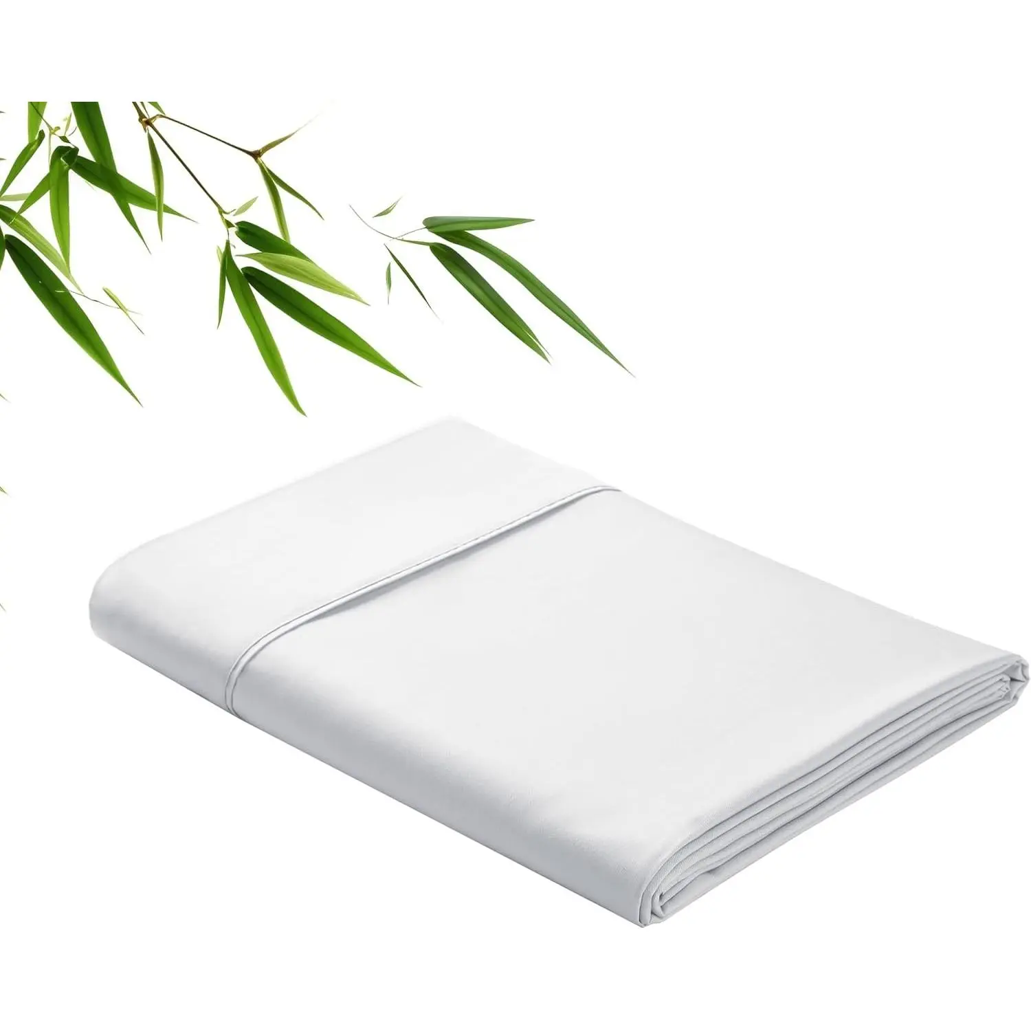Bamboo Viscose Flat Sheets Only, 400 Thread Count Sateen Weave Twin Size Flat Sheet Only, Luxury Soft Cooling for Hot Sleepers, Silky Breathable (White, Twin)