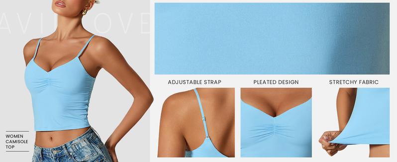 Avidlove Women V Neck Tank Top Spaghetti Strap Y2K Going Out Basic Cami Shirt