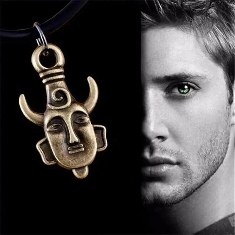 Supernatural Dean Leather Rope Pendant Chain Necklace for Women Men Winchester Jensen Ackles Amulet Vintage Jewelry Goth