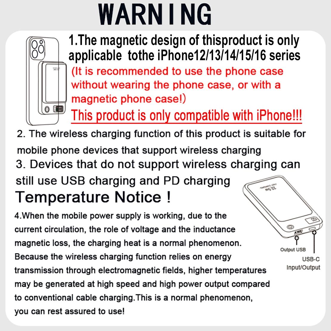 Portable Magnetic Mini 10000mAh Wireless Fast Charger with LED Digital ...