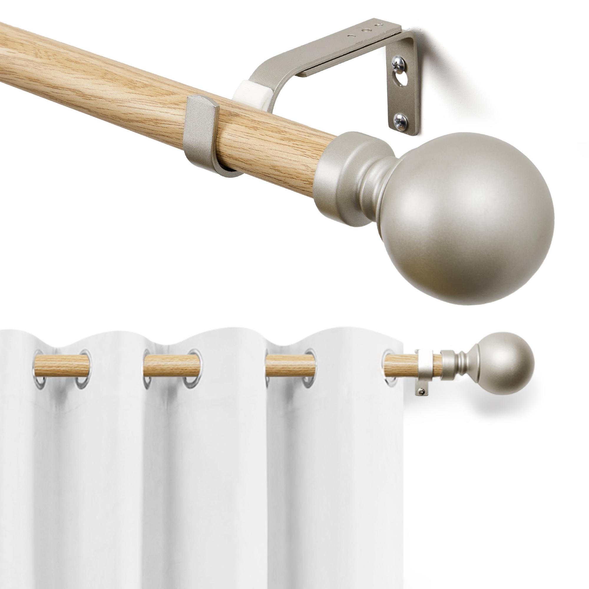 Deconovo Adjustable Heavy Duty Curtain Rod - Telescopic for Bedroom/Living Room, Easy Install (3/4" Steel, Brackets & Finials, Grommet/Tab)