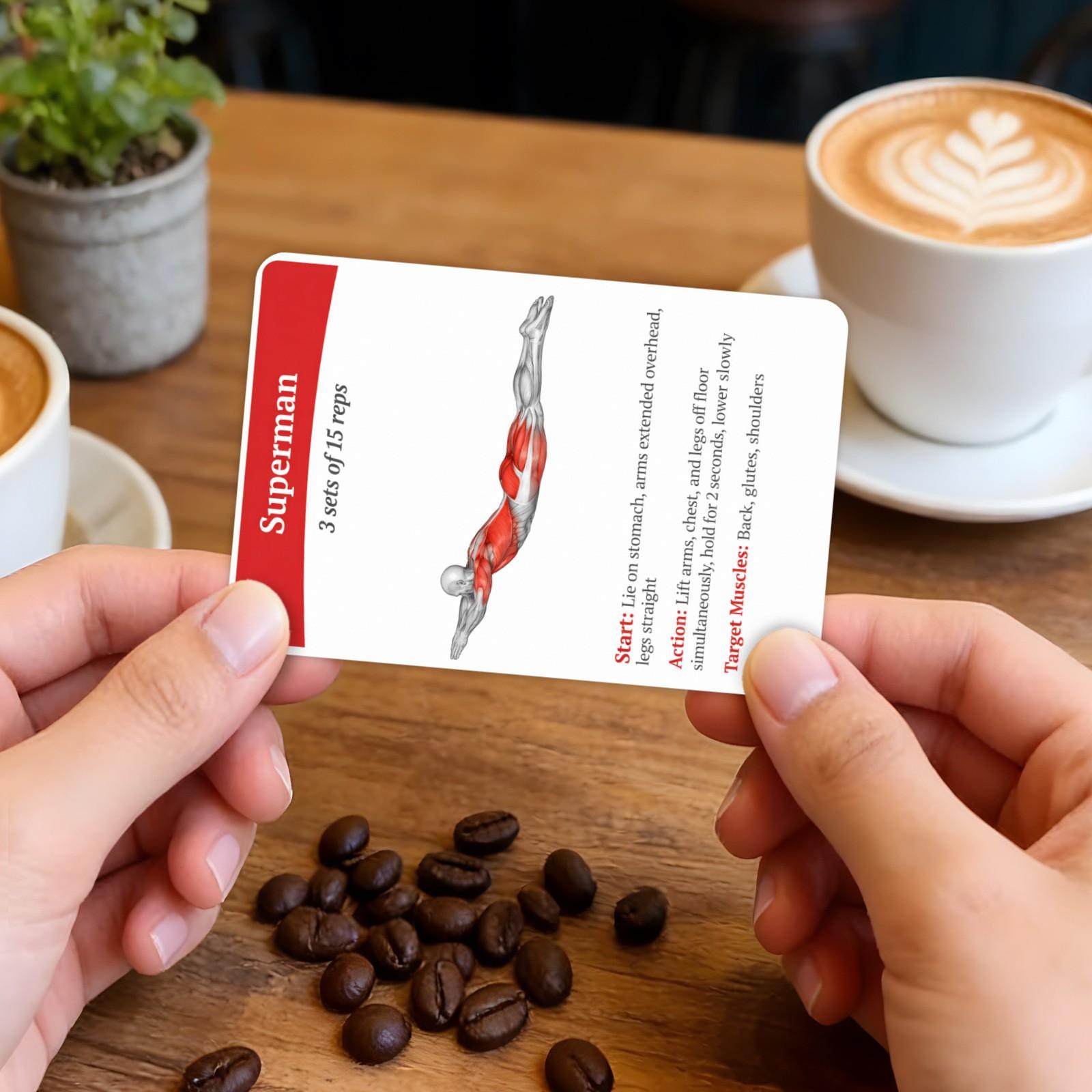 36 sheet Full-Body Fat Burning Plan Guidance Cards, Portable Muscle Diagram Exercise Home Fitness Training Cards, Essential Workout Tools