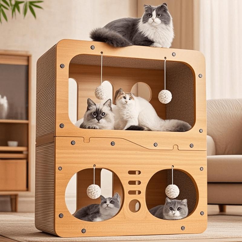 Vertical Cat Scratching Board Cat House Summer Cool Integrated Extra Large Double-Layer Cat Villa Extra Large Nest Wear-Resistant and Non-Shedding Cat Scratching Board Scratcher Board