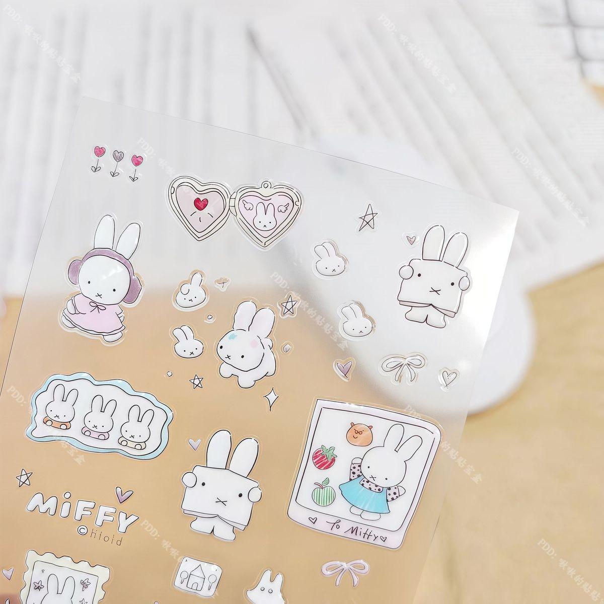 Cute Miffy 3D Nail Stickers Kawaii Glass Camera Nail Stickers Decoration Anime Printing Stickers Holiday Surprise Gifts