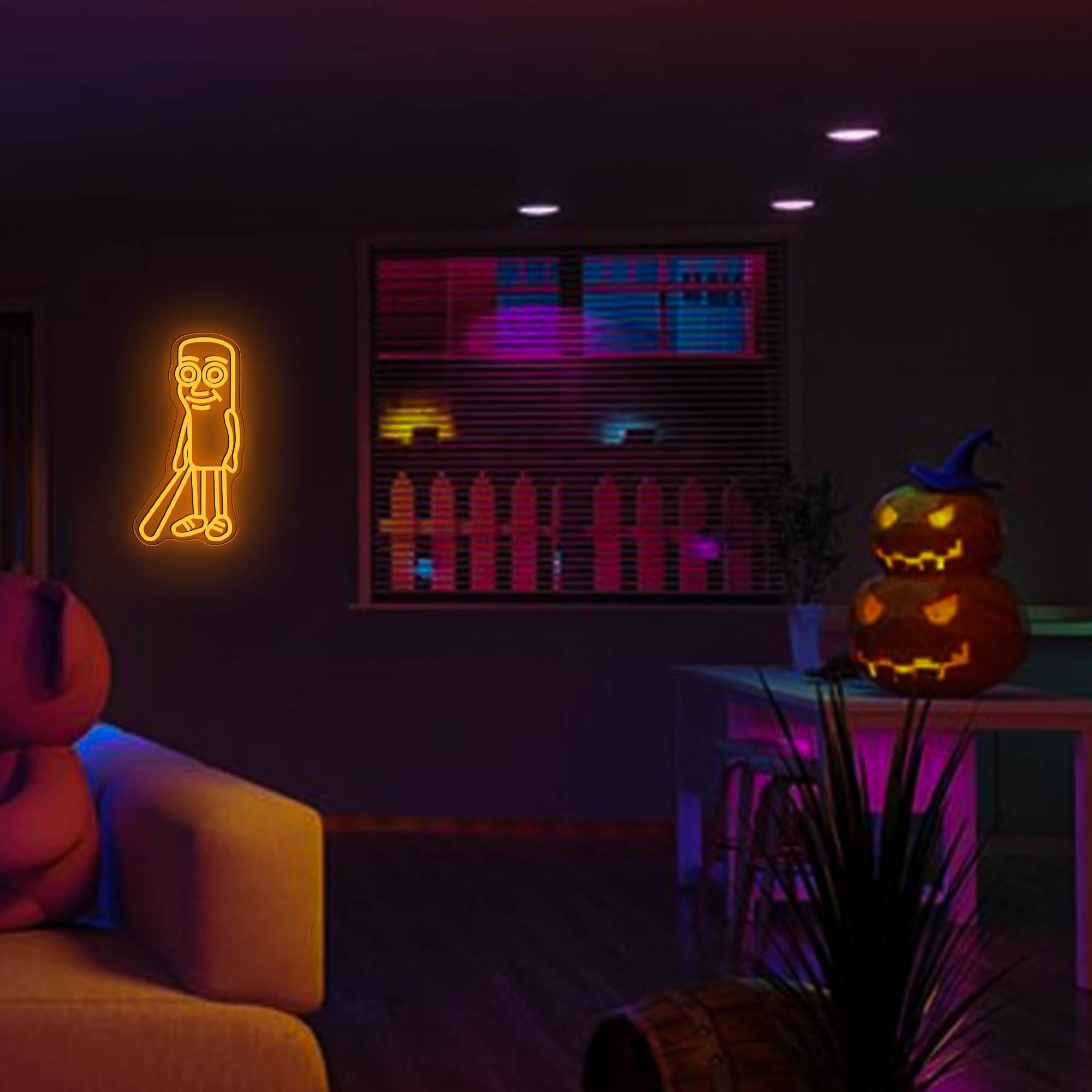 Italian Brainrot Neon Sign, Tung Tung Tung sahur Neon Light Dimmable Funny Figures Neon Light Stick Person Tire Person Wall Sign for Bedroom Club Cafe Bar Collectors Aesthetic Décor Funny Fans Gifts(12.9*12.2in)