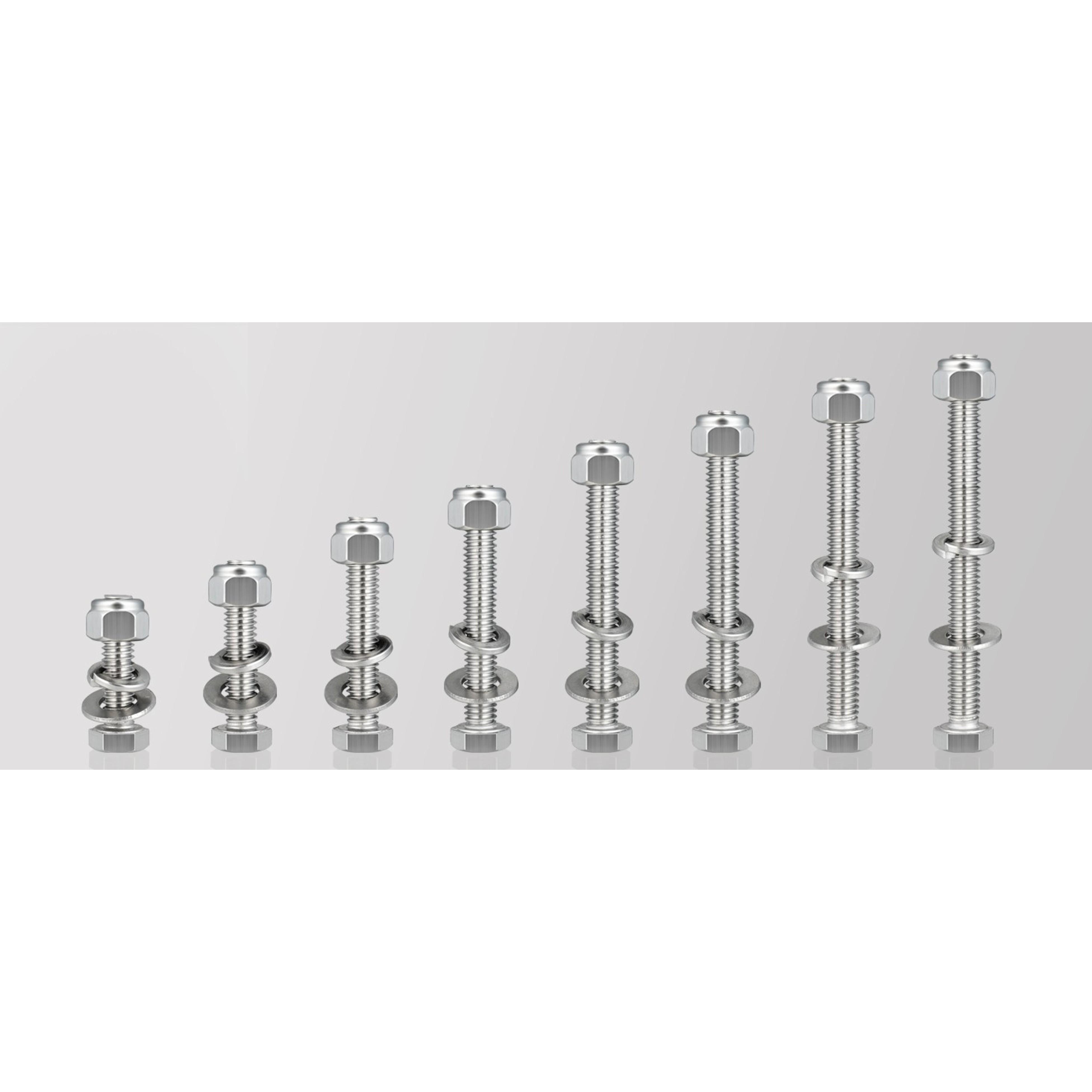 (18 Sets) 1/4-20 x 1-1/4" Hex Head Screw Bolt,Lock Nuts,Flat & Lock Washers Kits,304 Stainless Steel 18-8,Fully Threaded