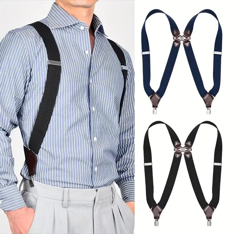 3.5cmx120cm with Premium Box Men's Gun Holster Leather Strap Elastic British Style Clip Suspender for Adult Pants Trousers