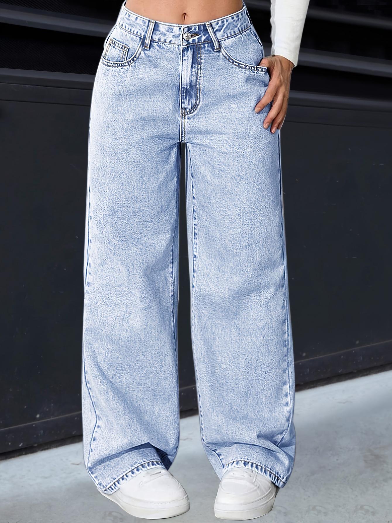 Elegant Chic High-Waisted Slimming Wide Leg Jeans Pants, Loose Fit Denim Long Trousers for Women, Fall & Winter Fashion