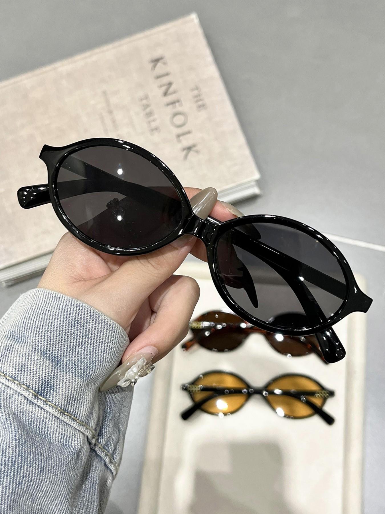 Classic Retro Oval Frame Sunglasses, Lightweight Uv400 Protection, Ideal for Hiking, Daily Commute, Summer Vacation, 3 Pairs Set