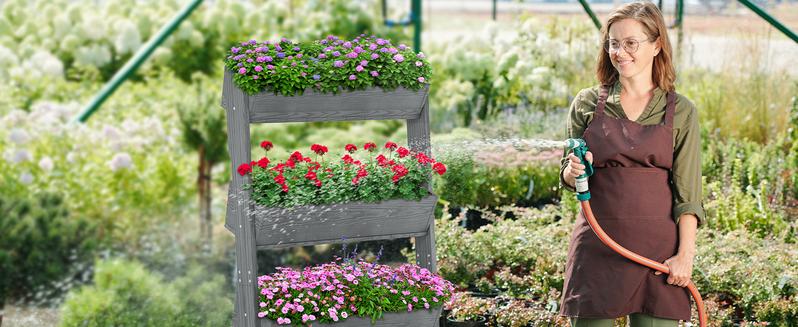 Lilypelle Vertical Wooden Raised Garden Bed, 4-5 Tier Planters Freestanding Wood Plant Stand Flower Rack Planter Box for Plant Herb Flowers Vegetables