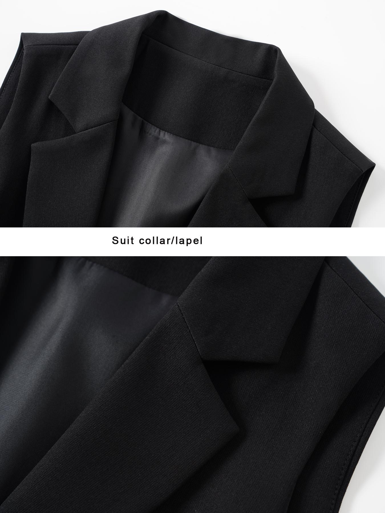 Women's Solid Color Sleeveless Blazer Vest, Plain Color Waistcoat, Elegant Outerwear for Work Office Business, Ladies Spring & Fall Clothes