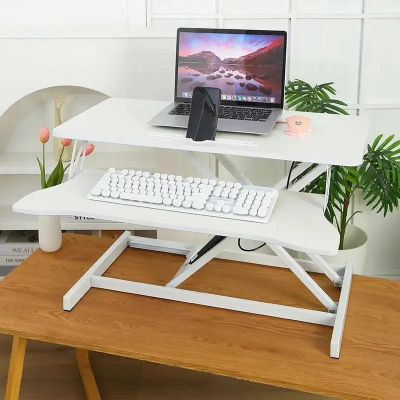 Bellemave 32-Inch Height Adjustable Rectangular Sit-to-Stand Desk Converter, 31.5"x15.7" MDF-Metal Monitor Riser, Dual Monitor & Laptop Workstation with Wide Keyboard Tray, Assembly Required Office Furniture, Black
