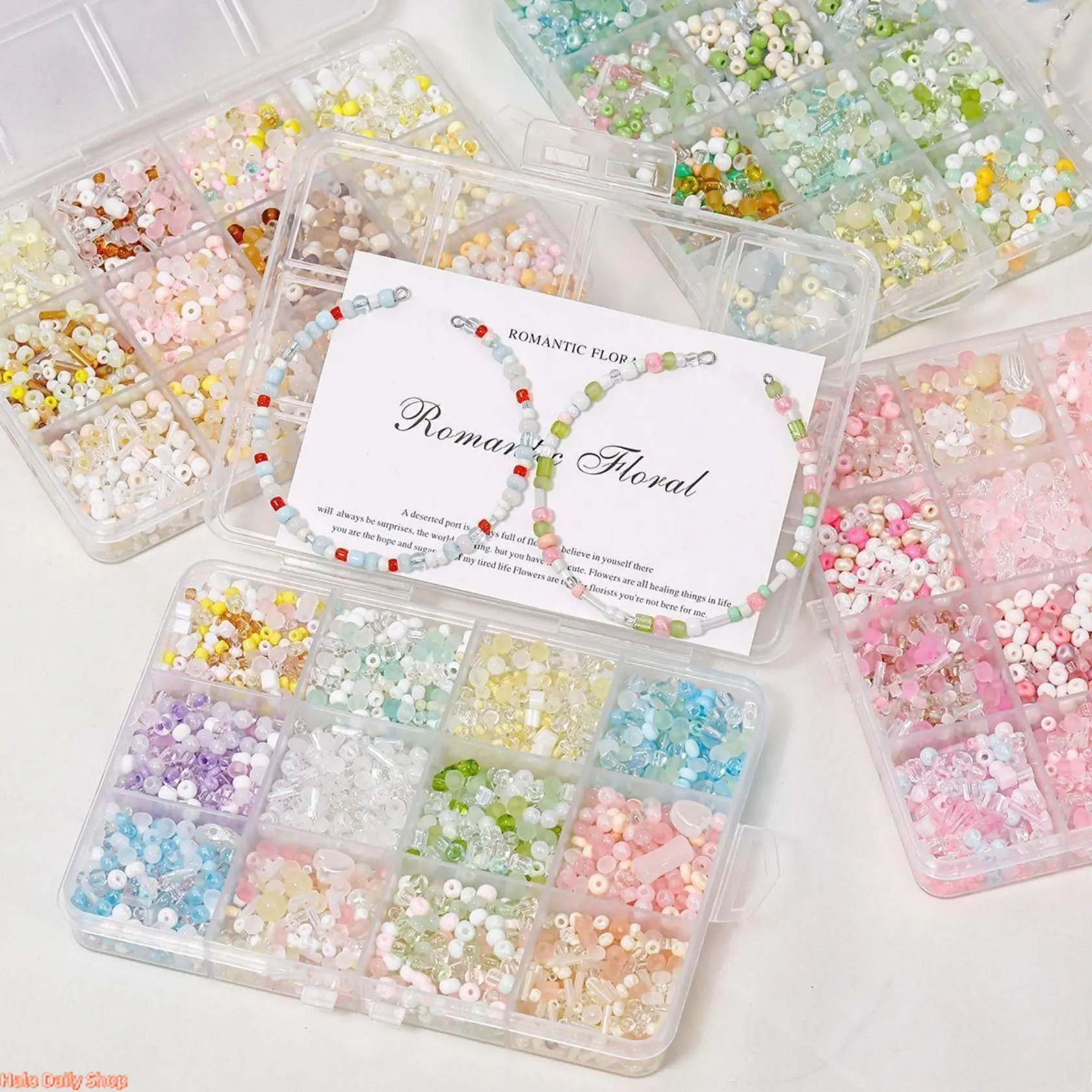 24-grid boxed glass rice beads mixed with loose beads, a complete set of handmade bracelets, beaded DIY handmade accessories materials backtoschool