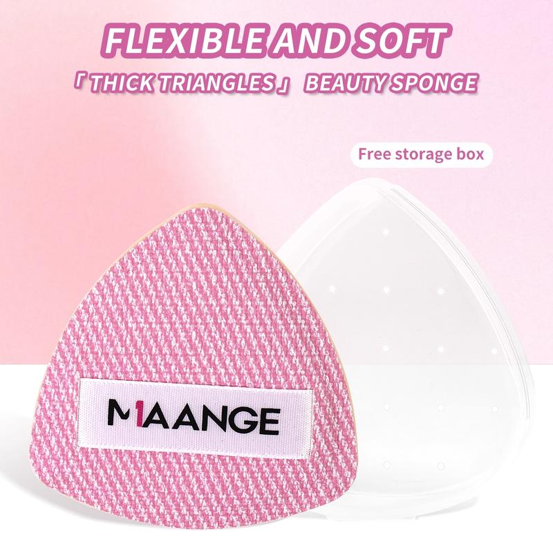 Maange Triangle Air Cushion Powder Puff with Storage Box, Makeup Sponge Applicator, Single Pack, Cosmetic Beauty Tool
