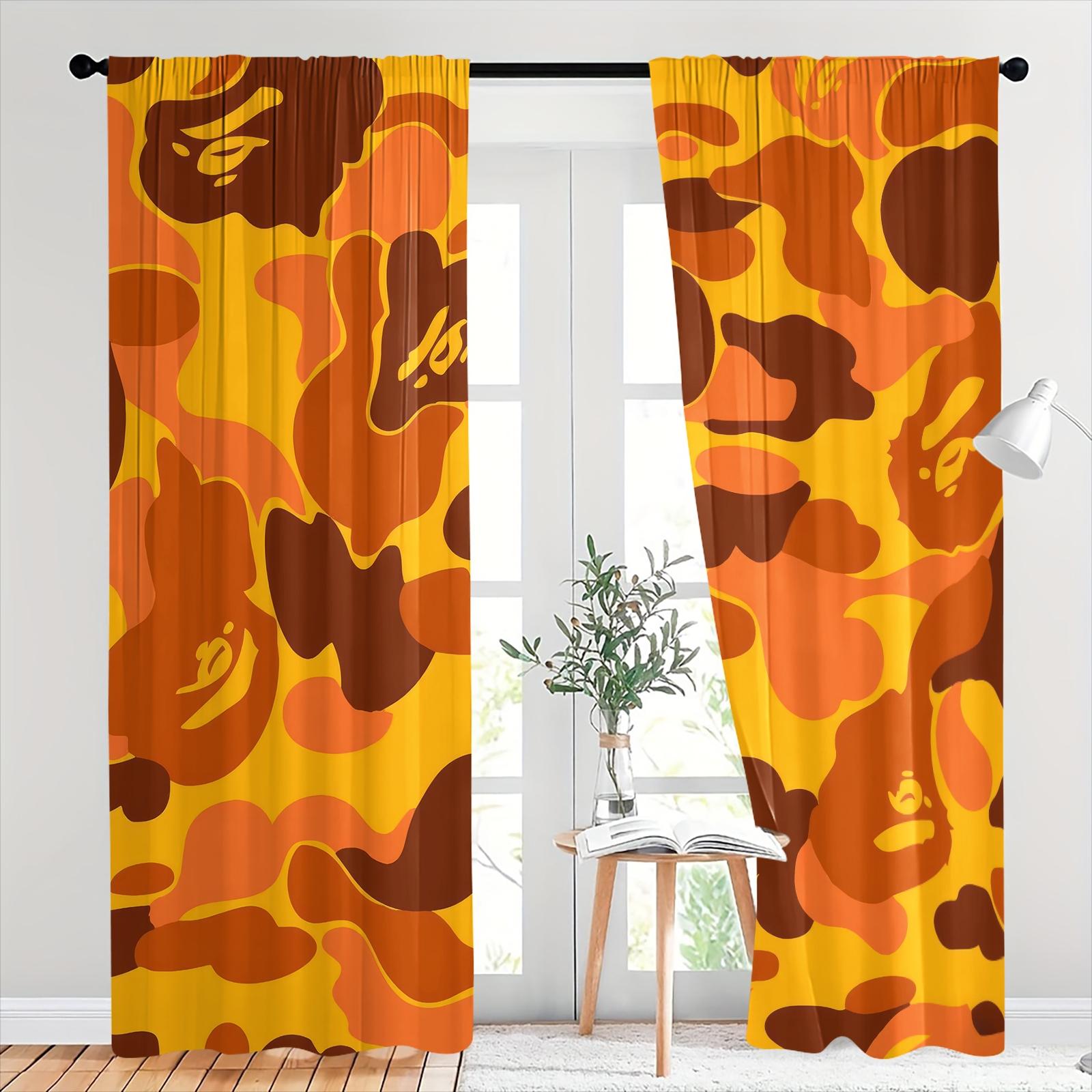 Trendy Black White Camouflage and Animal Silhouettes Curtains Home Decoration Curtain-Two-Piece Rod Pocket Design No Drilling Installation-Privacy Blocking Decorative Drape-Boys Bedroom/Designer Toy Display Room/Gaming Room Decor Window Drapes