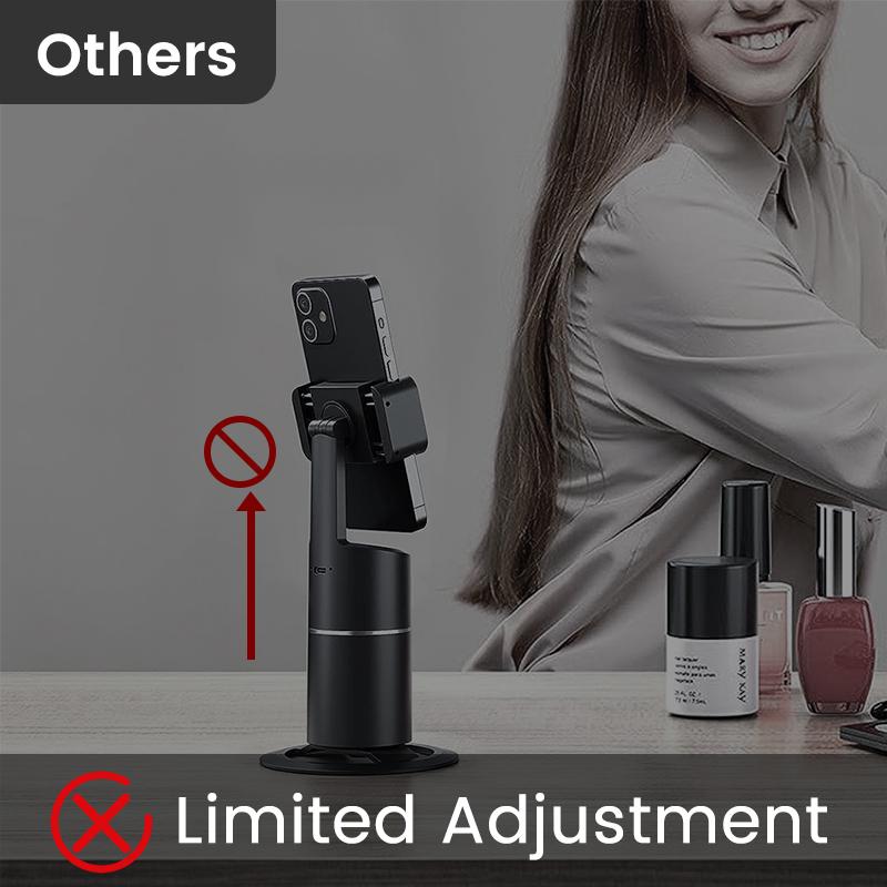 Auto Face Tracking Tripod, No App, Smart Shooting Phone Holder with Remote, 360° Rotation Body Phone Camera Mount Extendable Body Smart Tracking Tripod for Vlog/TIK Tok, Rechargeable Battery (Black)