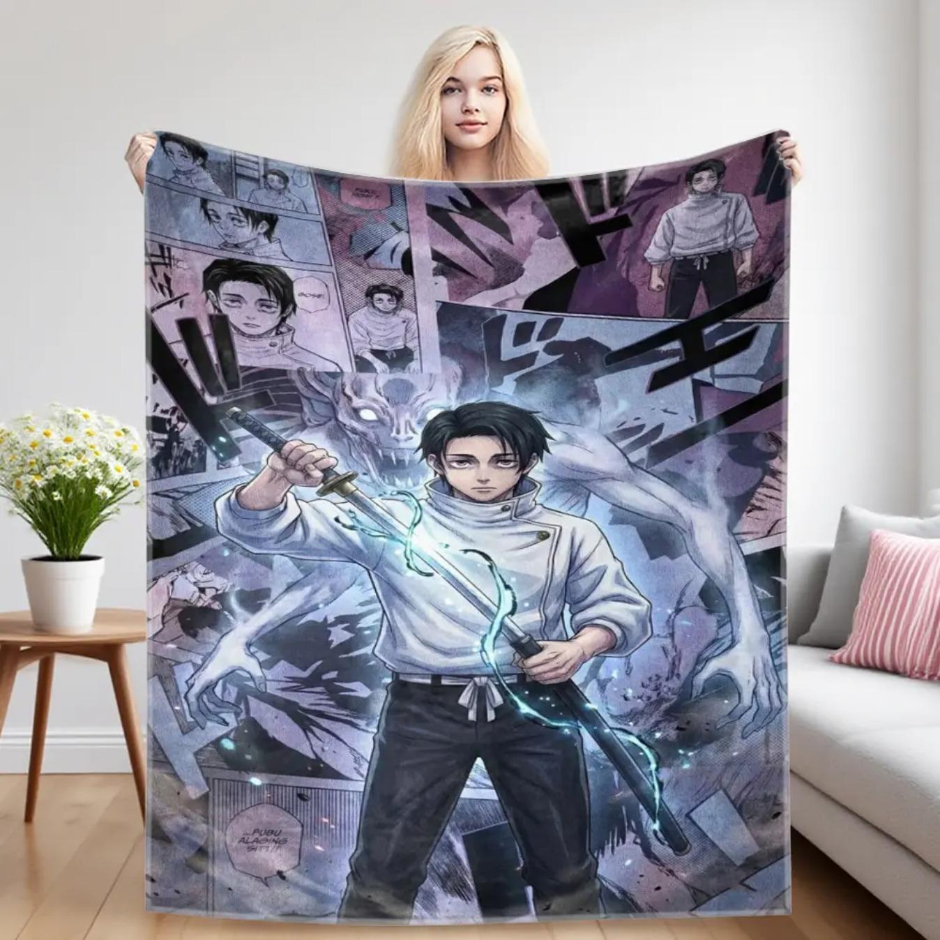 Jujutsu Kaisen Inspired Anime Blanket Featuring Gojo Satoru Toji Fushiguro Yuji Itadori Yuta Okkotsu Ultra Soft Flannel Throw Blanket Cozy Lightweight for Sofa Bed Couch Travel All Season Gift for Anime Fans Birthday Christmas Jujutsu Kaisen Inspired Anime Blanket Featuring Gojo Satoru Toji Fushiguro Yuji Itadori Yuta Okkotsu Ultra Soft Flannel Throw Blanket Cozy Lightweight for Sofa Bed Couch Travel All Season Gift for Anime Fans Birthday Christmas