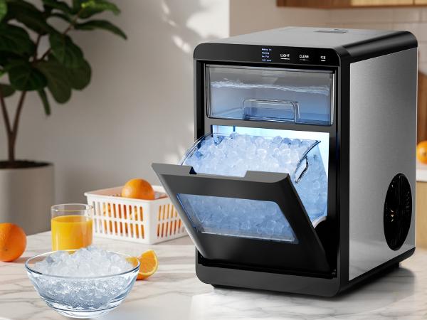 Antarctic Star Nugget Ice Maker 45Lbs/Day Quick 10-15min Self-Cleaning 24H Timer Clear Visual double door,for Home Office Bar Party   Icemakermachine  【TikTokShopBlackFriday】