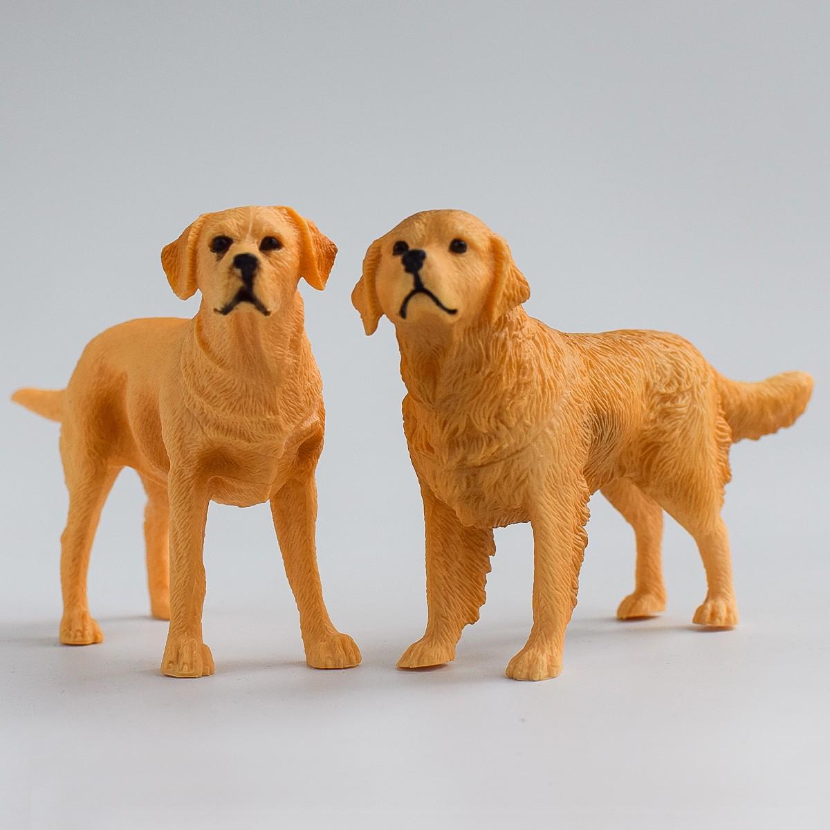 2 PVC Replica Golden Retriever & Labrador Models, Dog Lovers' Decorative Figurines, Perfect for Birthdays, Weddings, Festivals, Still Life Photography