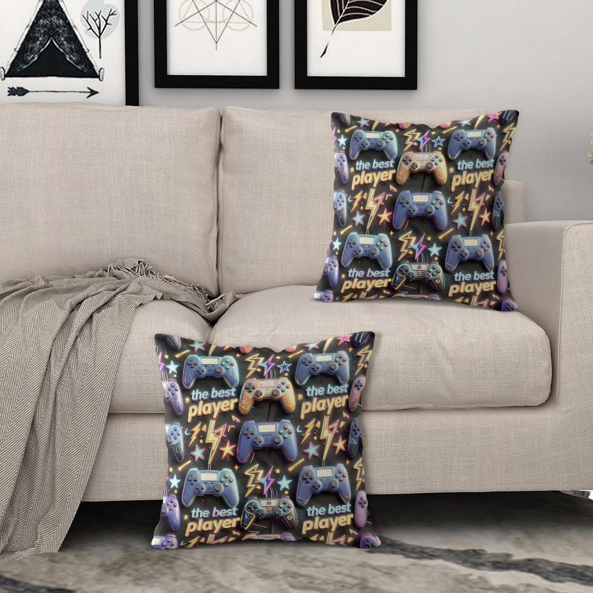 Soft and Comfortable Game-Themed Throw Pillow (with Pillow Insert), Game Controller-Shaped Cushion, Cool Game Decorative Pillow, Suitable for Boys and Teenagers, Can be Used as A Decorative Throw Pillow Gift for Sofas, Bedrooms, Travel, Etc.