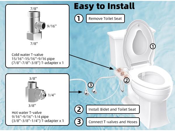Hibbent Bidet Attachment for Toilet with Self Cleaning Dual Nozzle, Hot and Cold Water Spray Non-Electric Mechanical Toilet Seat Bidet for Rear or Female Washing Sanitizing, Rose Gold