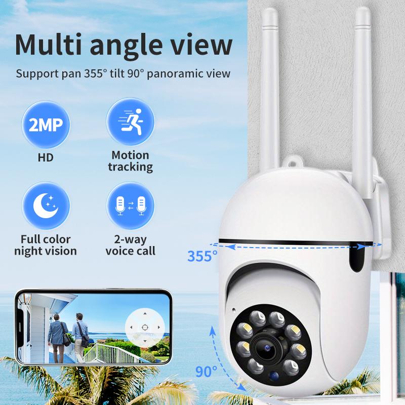 【JOOAN 1080P FHD Home Smart WiFi Security Camera】BT/WiFi Connection, 360° PTZ Panorama HD, Color Night Vision, Motion Detection, Two-Way Audio, Auto Tracking, Siren Alarm, 2.4G WiFi, SD Card/Cloud Storage (Optional)
