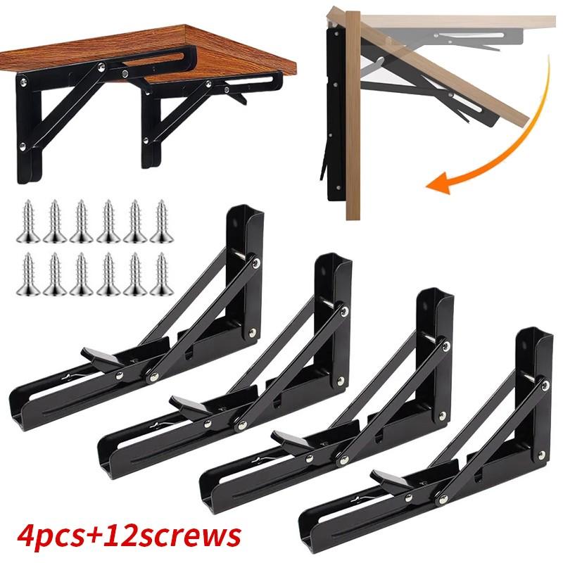 4pcs foldable triangular bracket, wall mounted partition bracket, shelf board support L-shaped heavy-duty bracket, Sturdy Bracket
