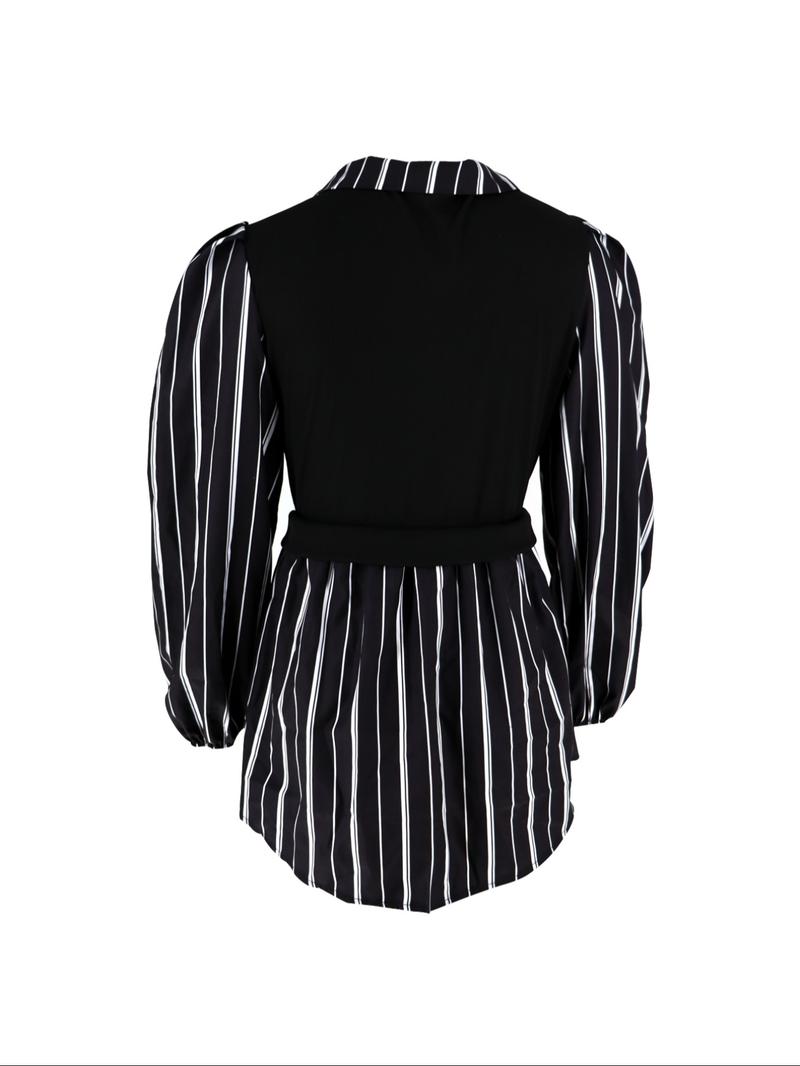 Women's Colorblock 2 in 1 Long Sleeve Button Collared Blouse, Casual Bishop Sleeve Collar Top for Spring & Fall, Women's Clothes for Daily Wear, Vintage 90s Tops