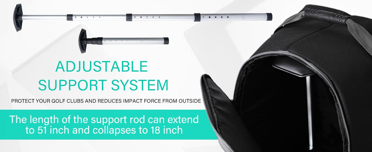 GoHimal Golf Travel Bag with Adjustable Support Rod, 900D Heavy Duty Oxford Fabric Golf Travel Case for Airlines with Wheels