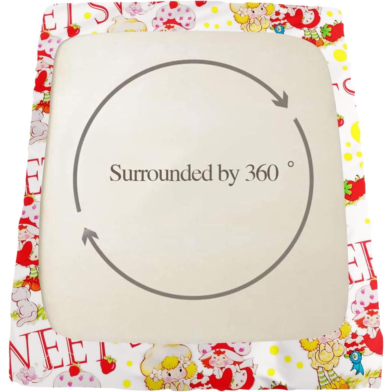 Strawberry Shortcake Sweet Fitted Sheet Set, 1 Fitted Sheet + 2 Pillowcases - 3 Pcs Soft Breathable Bedding with Deep Pocket, 360° All-Round Wrap, Wrinkle Resistant, Cute Cartoon Bed Sheets for Girls Bedroom, Full Size