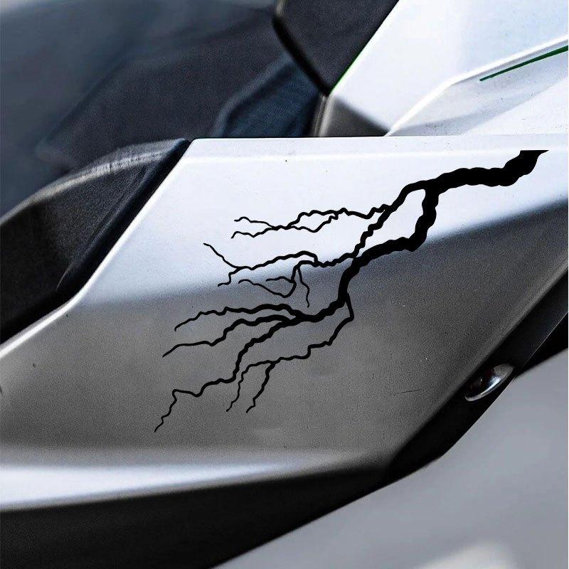 Creative Lightning Pattern Motorcycle Motorbike Fuel Tank Side Panel Stickers Sticker Decals, Covering Scratches, Suitable for Universal Waterproof and Sun Resistant Decorative Accessories on The Exterior of Vehicles, with Multiple Colors To Choose From