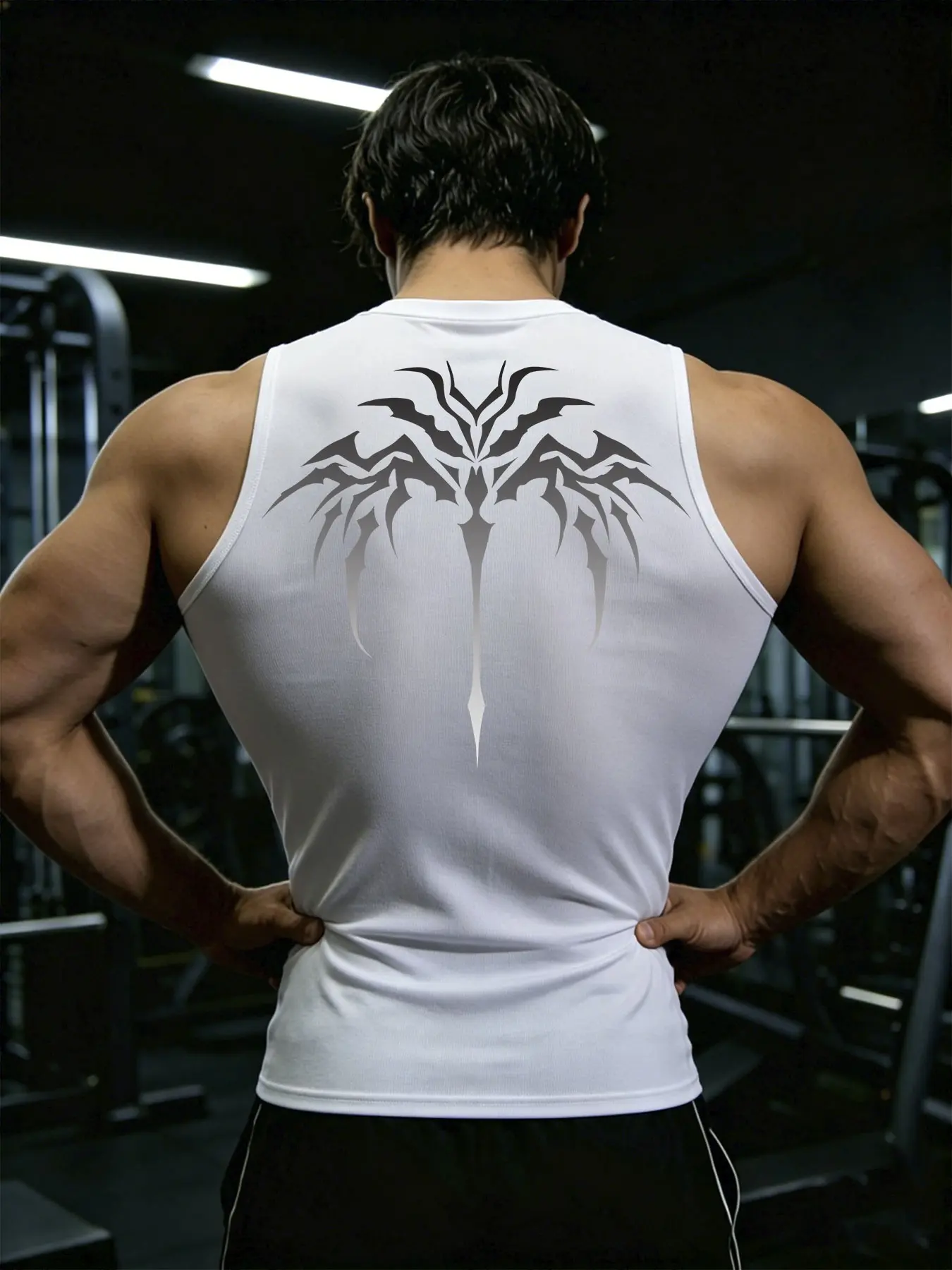 Men's Y2K Gradient Print Sports Vest, Quick Dry Breathable Sleeveless Compression Wear, Summer Outdoor Activity Top, Sporty Style