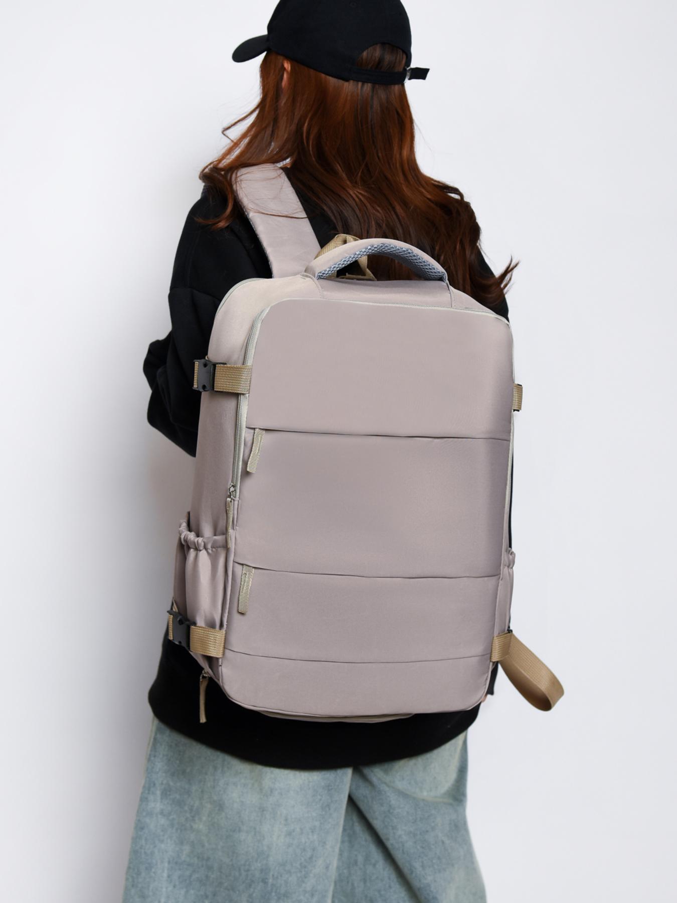 Simple commuting backpack, Casual Travel Backpack, Traveler Essentials Backpack, solid color multi compartment bag, large capacity computer bag, with side pockets, suitable for traveling and working