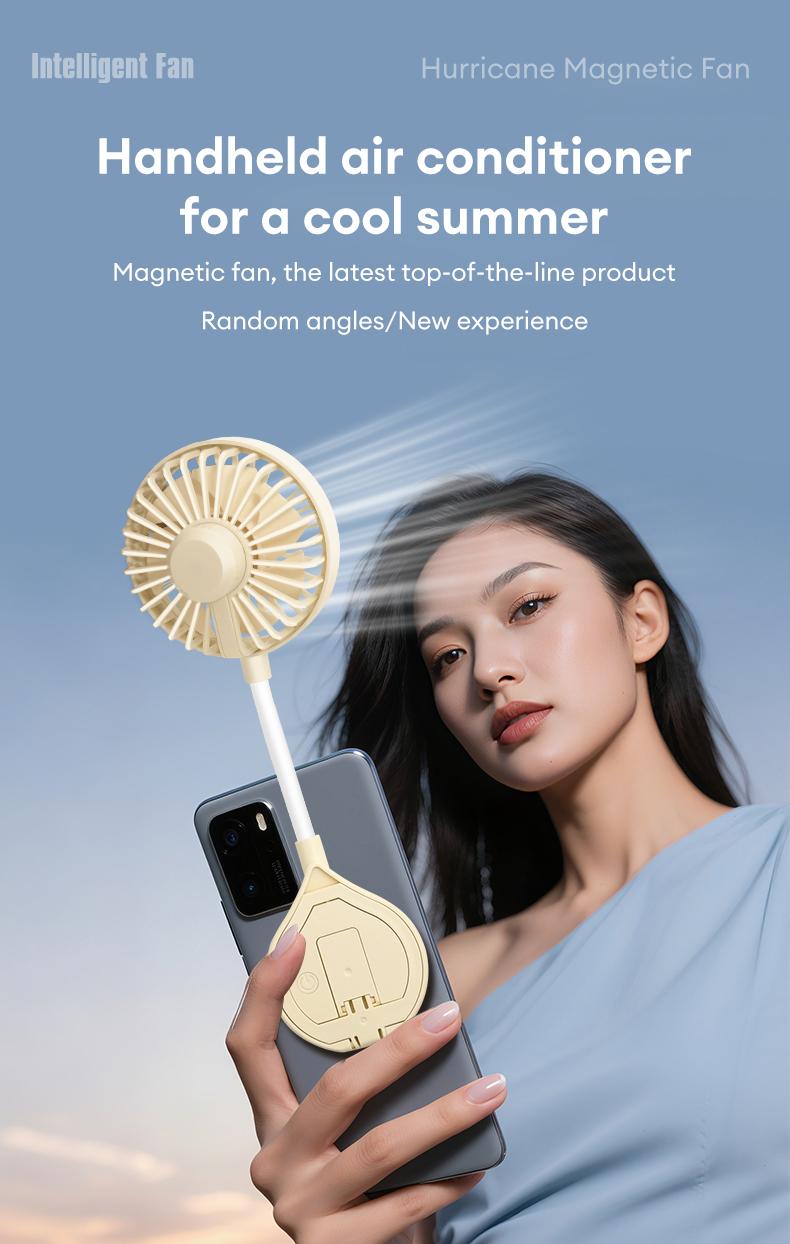 MGALL UF07 Magnetic Bracket Mini Fan – Lightweight & Portable, 360° Full-Area Air Supply, 3-Speed Instant Cooling, Adjustable Hose for Precise Airflow, Silent Operation, Handheld Air Conditioner for a Cool Summer