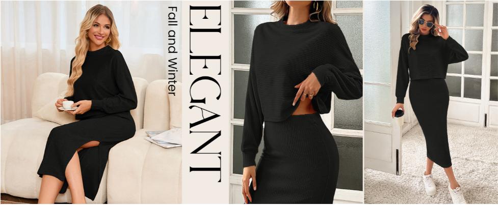 【Lightweight fabric】Grace Karin Women's Knitted Dress Pullover Two-Piece Long Sleeve Pullover Top Skirt Midi Skirt Bodycon 2-Piece Set Midi Dress Turtleneck Jumper Dress SpringStatements 【Lightweight fabric】Grace Karin Women's Knitted Dress Pullover Two-Piece Long Sleeve Pullover Top Skirt Midi Skirt Bodycon 2-Piece Set Midi Dress Turtleneck Jumper Dress SpringStatements