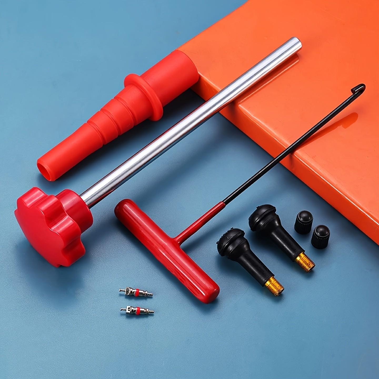 Tire Valve Stem Replacement Tool Kit, No Tire Removal Quick Installer Set with TR413 Rubber Valve Stems, Valve Core Remover for Car Motorcycle Lawn Mower ATV, Automotive Maintenance Tools, Tire Repair Tools