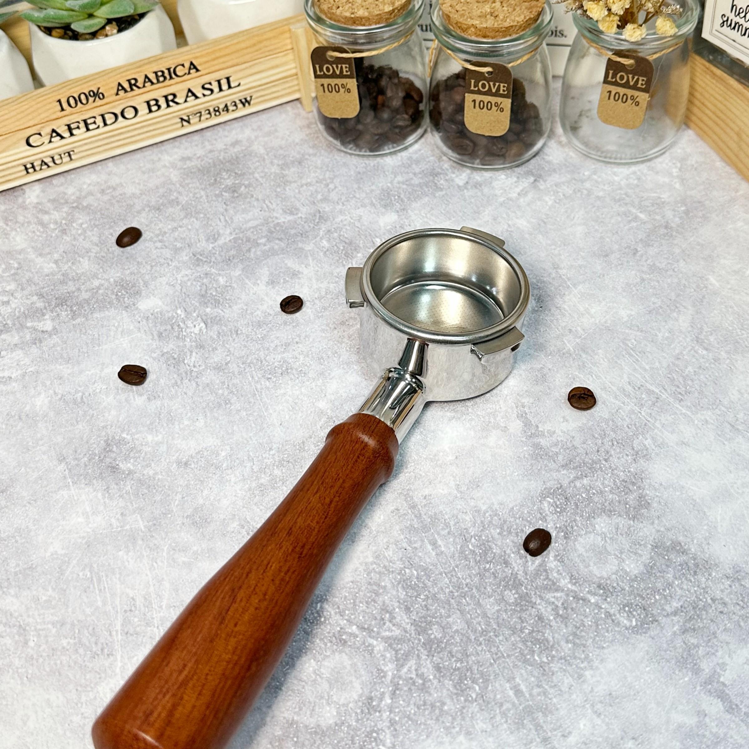 Bottomless Portafilter 54mm, Bottomless Coffee Naked Portafilter, with Stainless Steel portafilter and Wood Handle for Breville 8 Series and 54mm Breville Machines