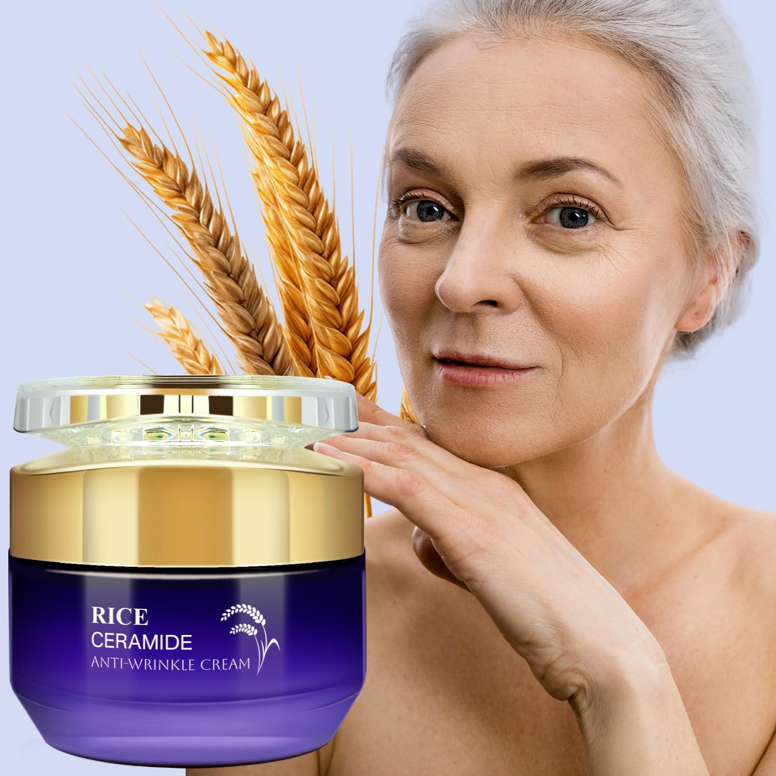 50g Rice Ceramide Anti-Wrinkle Cream, Skincare, Hydrating Ingredients, Tightening, Lightweight, Suitable for All Skin Types
