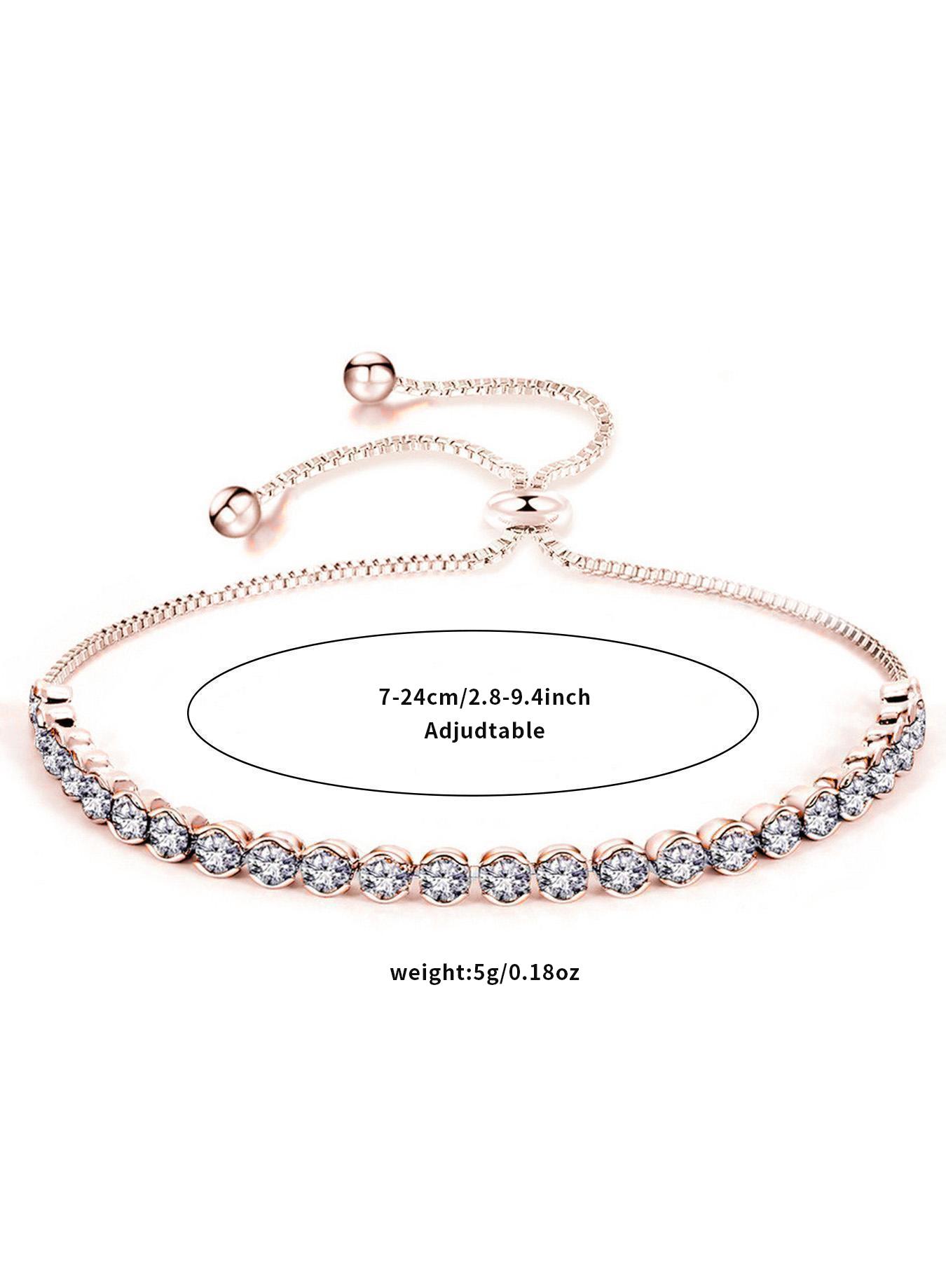 Single Adjustable Round Zircon Drawstring Bracelet, Fashion bracelets, Retro Style, Transparent Round Zircons with Luster, Stable Drawstring Structure No Slipping, Holiday Gifts, Daily Layering, Suitable for Girls Who Love Exquisite Accesso