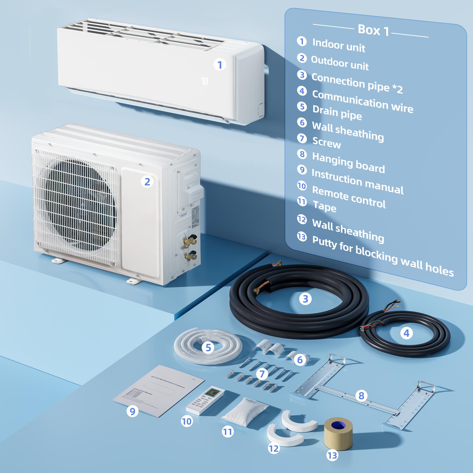 TEHANLD  Mini Split Air Conditioner & Heater With AHRI Certified,12000BTU 115/230V, 17 SEER2  Inverter System, Covers Up to 450 Sq. Ft, Complete Installation Kit Included