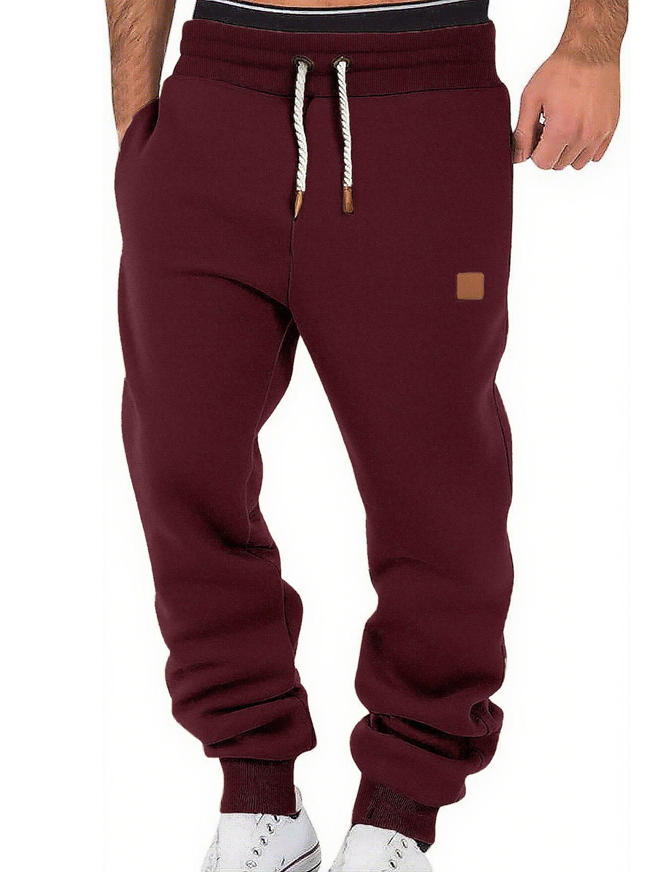 Men'S Solid Color Relaxed Stacked Sweatpants Cuffed Jogger Street Sports Casual Long Trousers