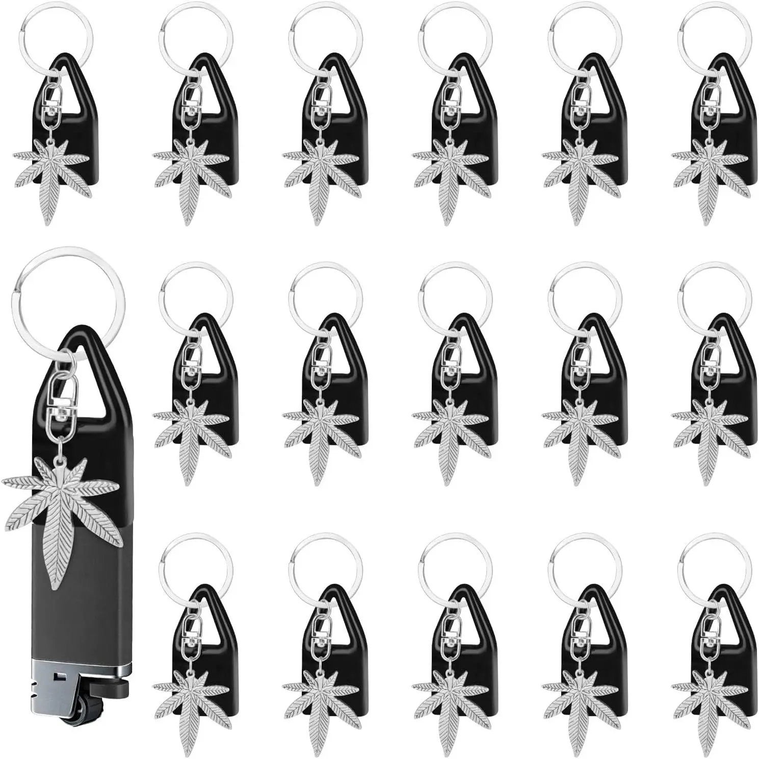 16 PCS Leaf Keyring with Lighter Clip Cover Lighter Holder Keychain | Lighter Keychain Holder for Men