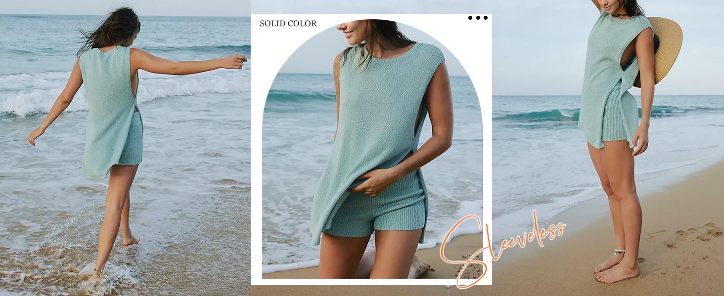 SCUSTY Women's 2 Piece Outfits Summer Summervibes Knit Sweater Set Sleeveless Tunic Top Matching Shorts Trendy Beach Vacation Sets Loungesetwomen Suits Clothes Womenswear Basic Beige SCUSTY Women's 2 Piece Outfits Summer Summervibes Knit Sweater Set Sleeveless Tunic Top Matching Shorts Trendy Beach Vacation Sets Loungesetwomen Suits Clothes Womenswear Basic Beige