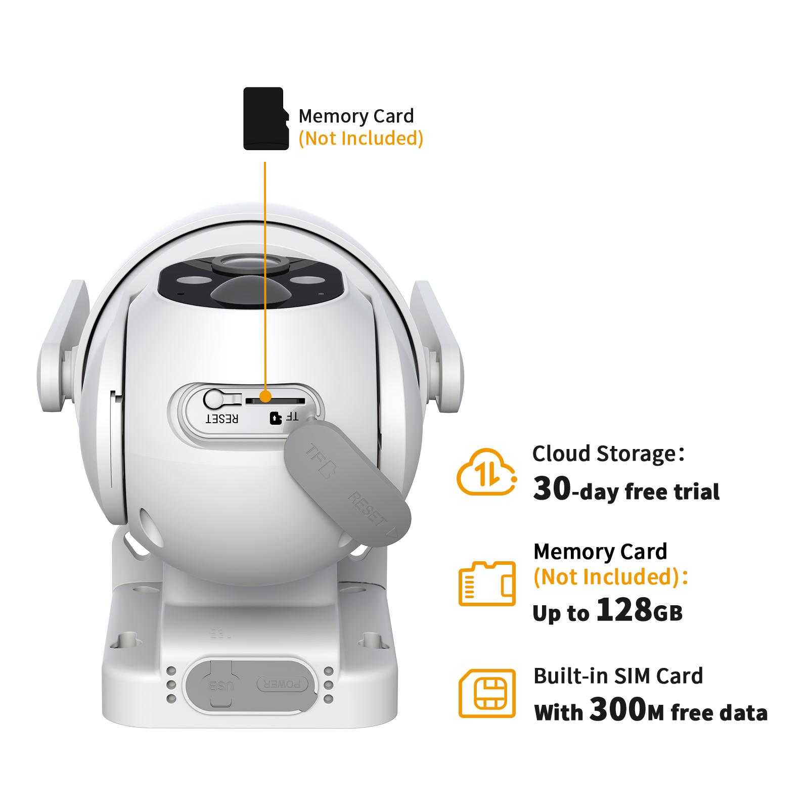 White 4G LTE Cellular Solar Surveillance Security Camera – 2K HD Video 360° View, No WiFi, Remote APP Controlled, Motion Activated, Night Vision, 4G Data Card Included (Data refill is required for Unlimited 4G data usage) White 4G LTE Cellular Solar Surveillance Security Camera – 2K HD Video 360° View, No WiFi, Remote APP Controlled, Motion Activated, Night Vision, 4G Data Card Included (Data refill is required for Unlimited 4G data usage)