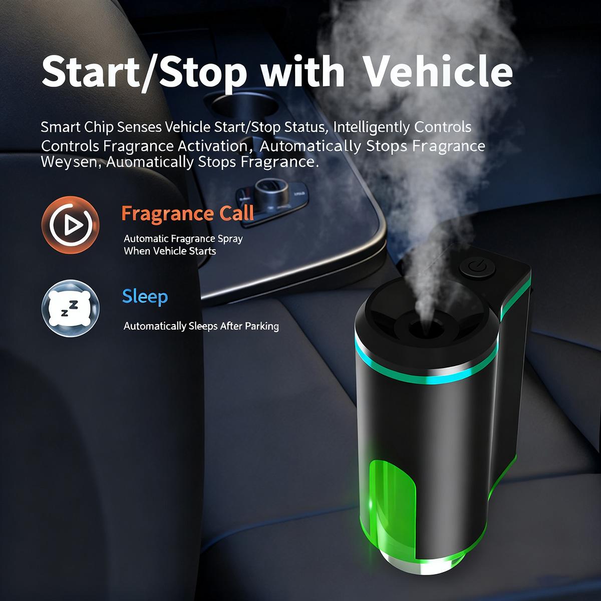 Smart Car Air Freshener Diffuser, Car Interior Diffusers, Auto On/off Aromatherapy Car mounted fragrance machine, USB Rechargeable, Vent Clip, 6 Oil Refills, Long-Lasting Fragrance