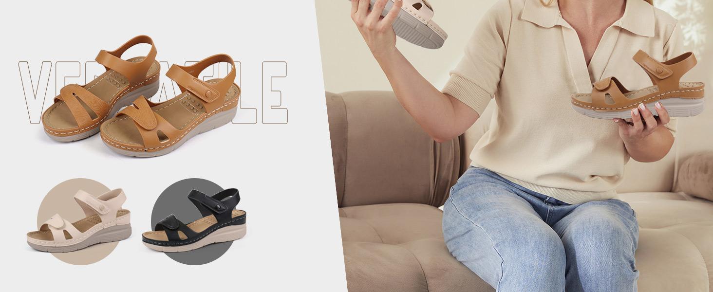 Ortho rest Women Walking Platform Sandals witth Arch Support  Casual Comfortable Flat Elegant Sandal
