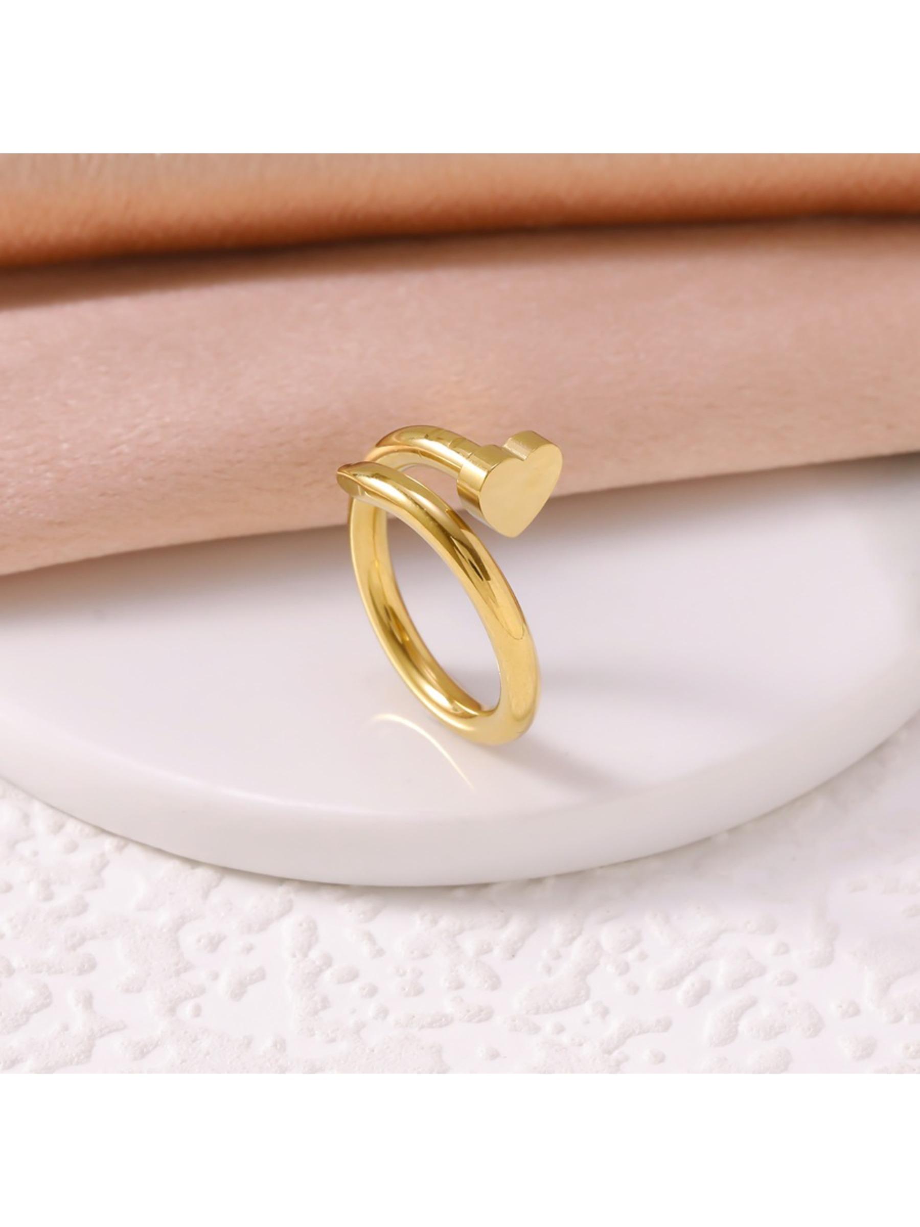 European and American Style Simple Fashion Stainless Steel Heart-shaped Ring, Personalized Design Couple Love Ring Set